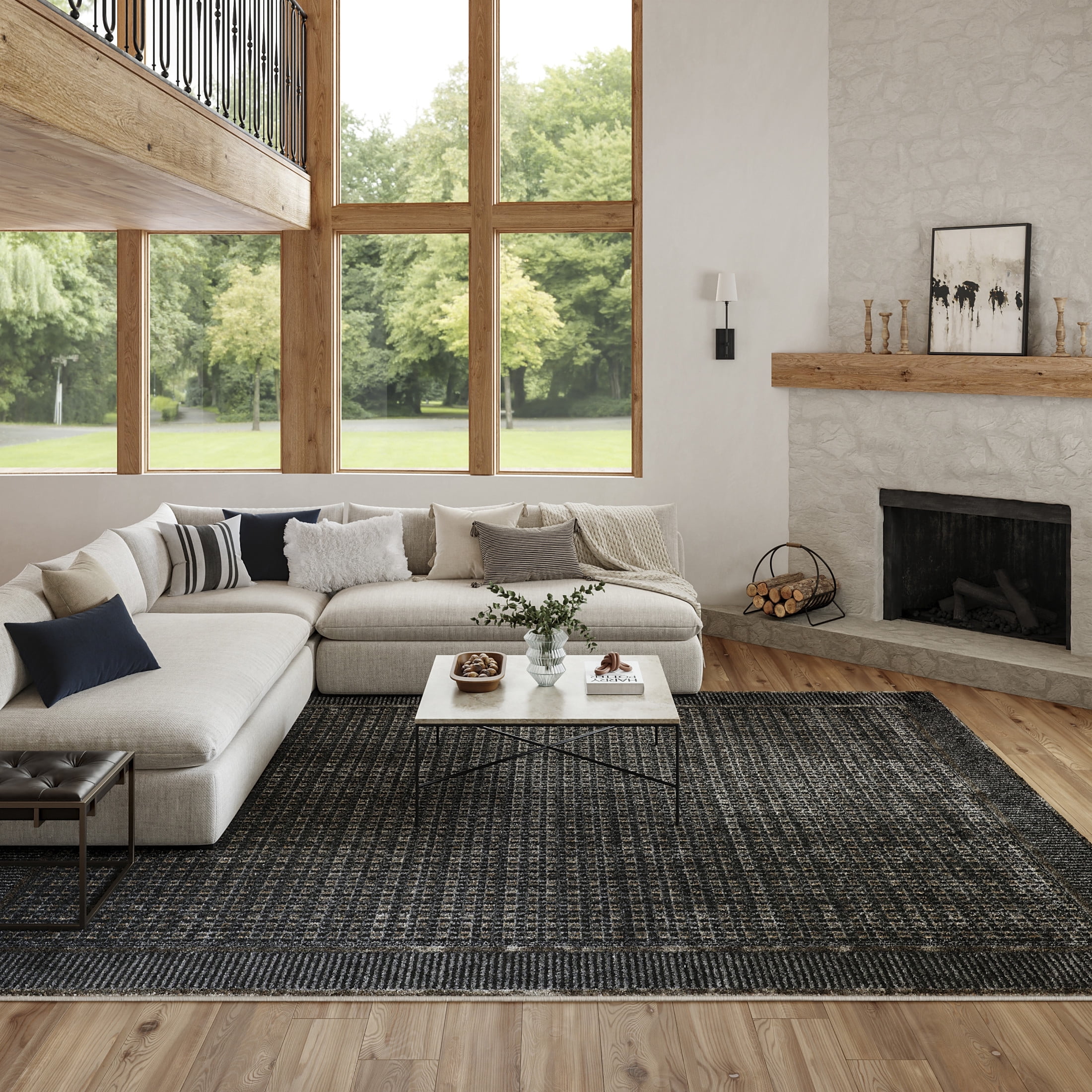 Nourison Nordic 9' x 12' Black Taupe Art Deco Indoor Rug