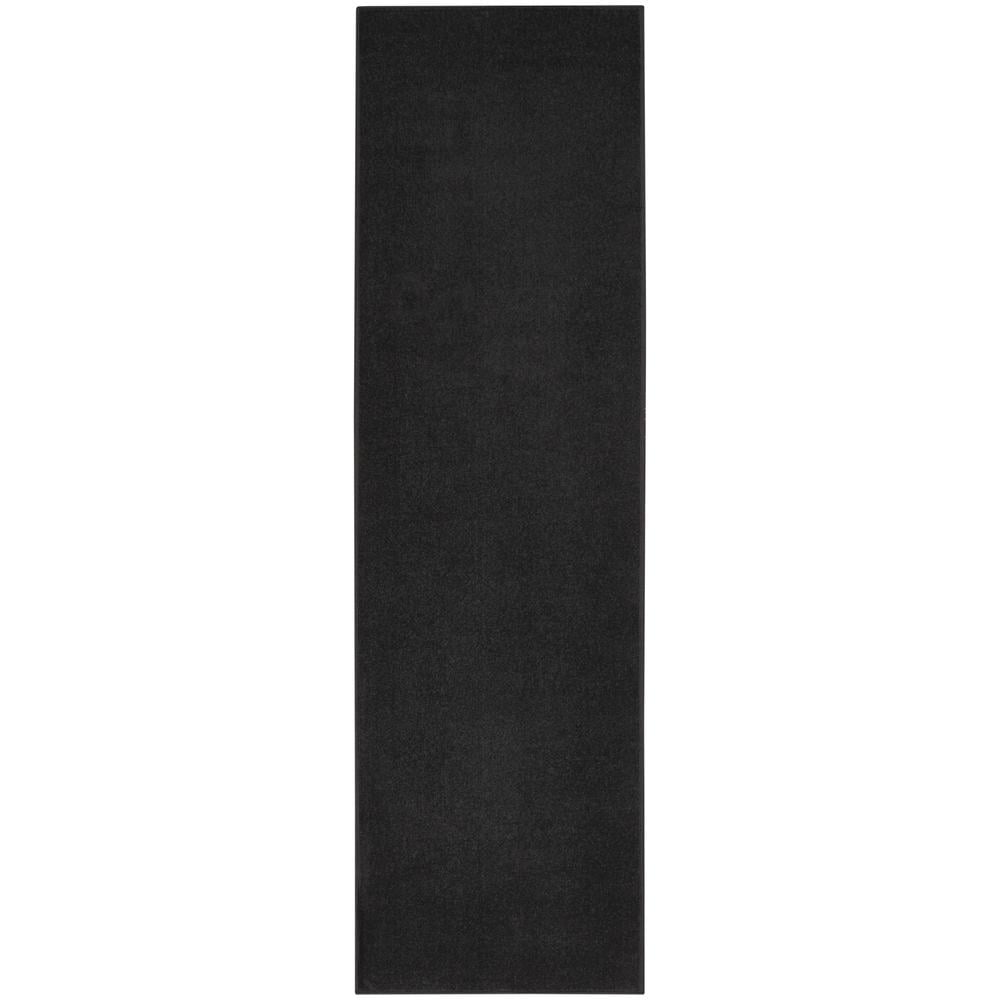 Black Solid Synthetic Runner Rug 2'2" x 7'6"