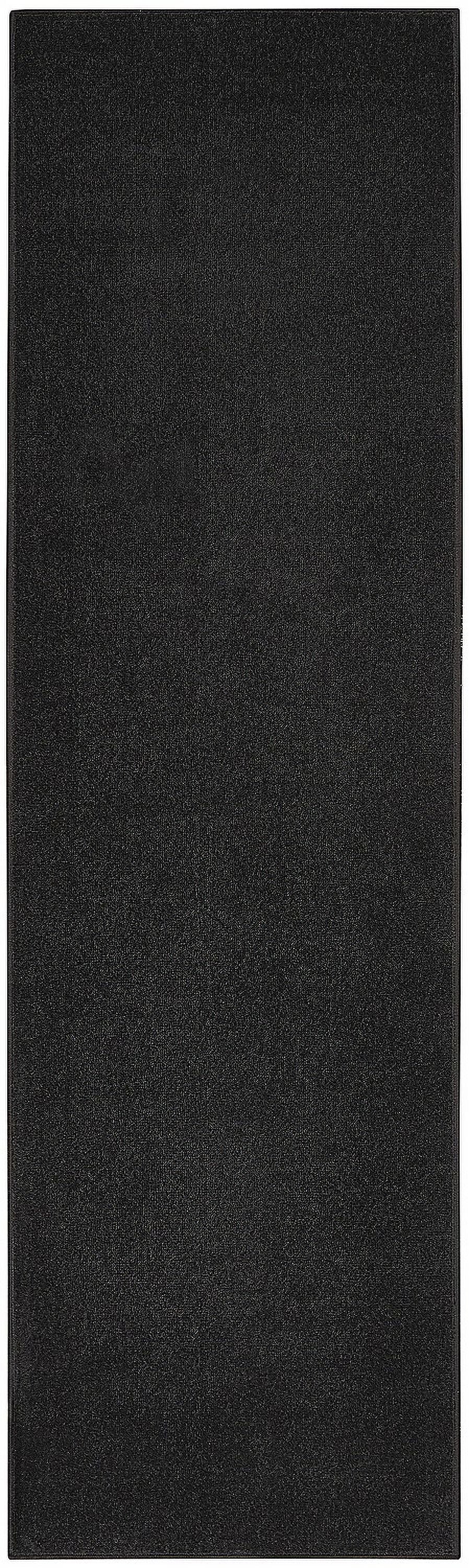 Black Solid Synthetic Runner Rug 2'2" x 7'6"