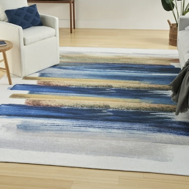 Nourison Nourison Washables Abstract Blue Multicolor 5'2" x 7' Area Rug (5x7)