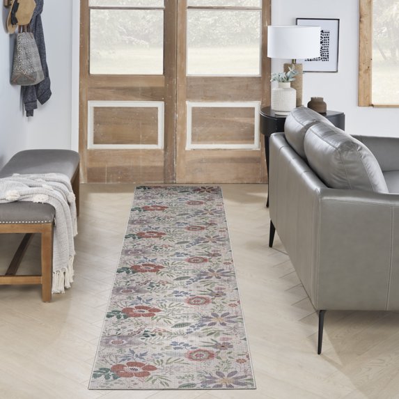 Nourison Nourison Washables Floral Cream Multicolor 2'2" x 10' Area Rug (2x10)