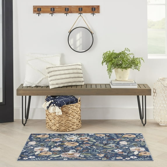 Nourison Nourison Washables Floral Navy Multicolor 3' x 5' Area Rug (3x5)