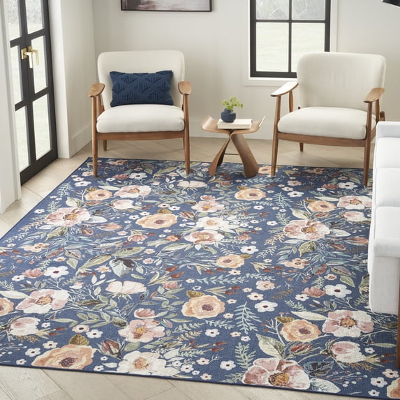 Nourison Nourison Washables Floral Navy Multicolor 9'2" x 12' Area Rug (9x12)
