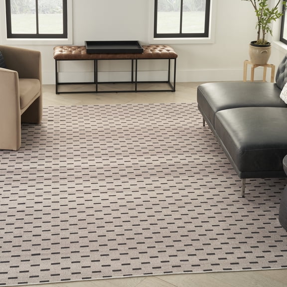 Nourison Nourison Washables Geometric Cream Black 8' x 10' Area Rug (8x10)