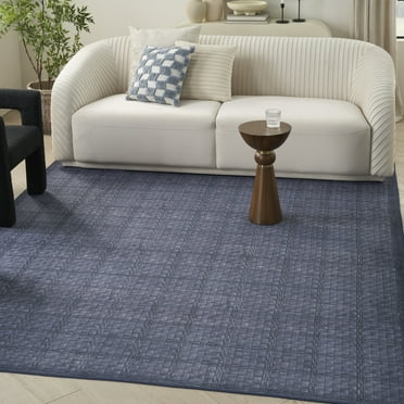Nourison Nourison Washables Geometric Navy Blue 5'2" x 7' Area Rug (5x7)