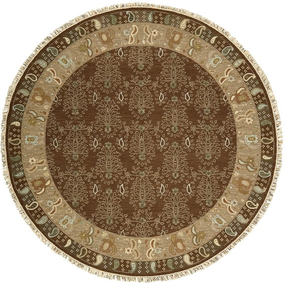 Nourison Nourmak Area Rug Brown 8' Round Indoor,Accent,Handmade Brown Round
