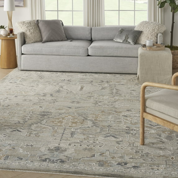 Nourison Nyle Bohemian Floral Ivory Taupe 7'10" x 10'1" Area Rug, (8x10)