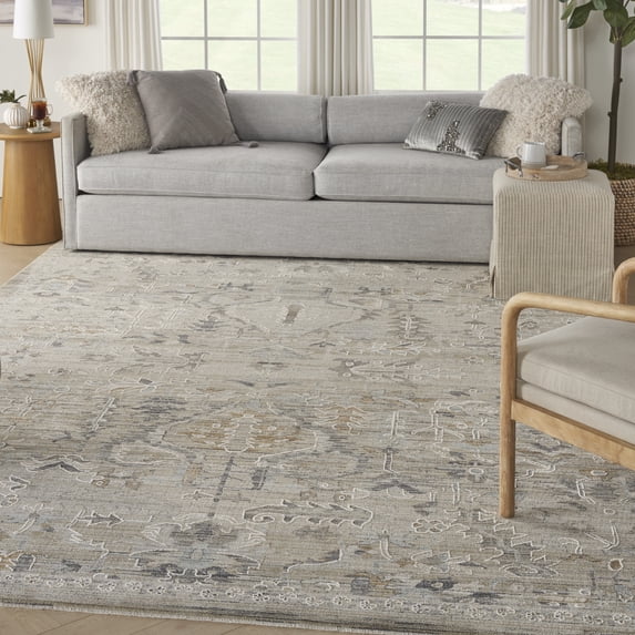 Nourison Nyle Bohemian Floral Ivory Taupe 8'6" x 11'4" Area Rug, (8x11)