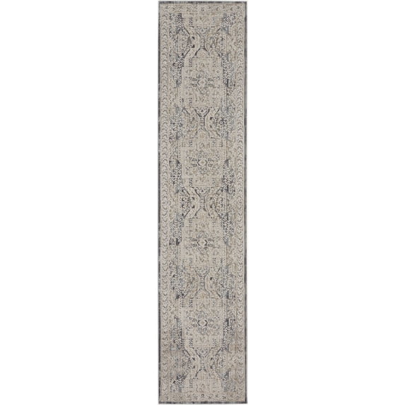 Nourison Nyle Bohemian Persian Ivory Charcoal 2'3" x 8' Area Rug, (2x8)