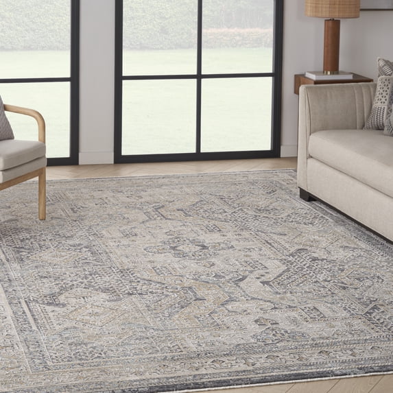 Nourison Nyle Bohemian Persian Ivory Charcoal 7'10" x 10'1" Area Rug, (8x10)