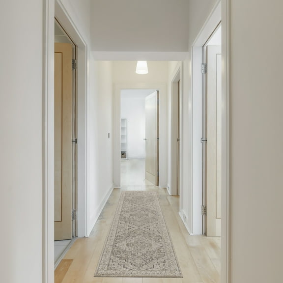 Nourison Nyle Bohemian Persian Ivory Taupe 2'3" x 12' Area Rug, (2x12)