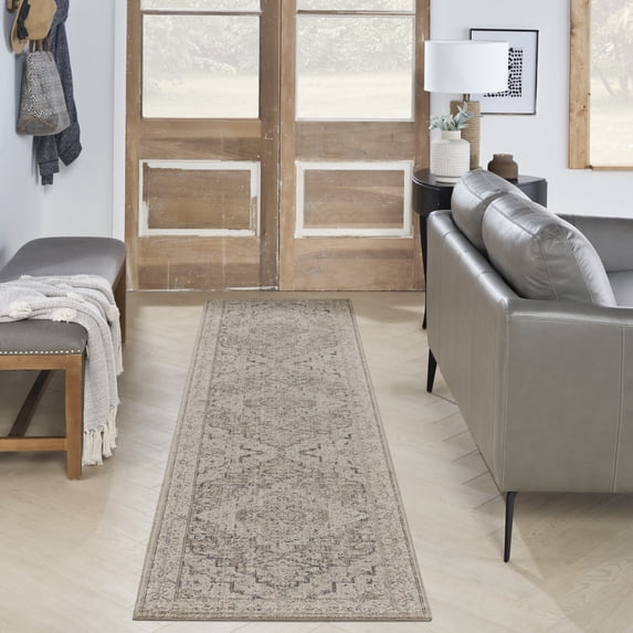 Nourison Nyle Bohemian Persian Ivory Taupe 2'3" x 8' Area Rug, (2x8)