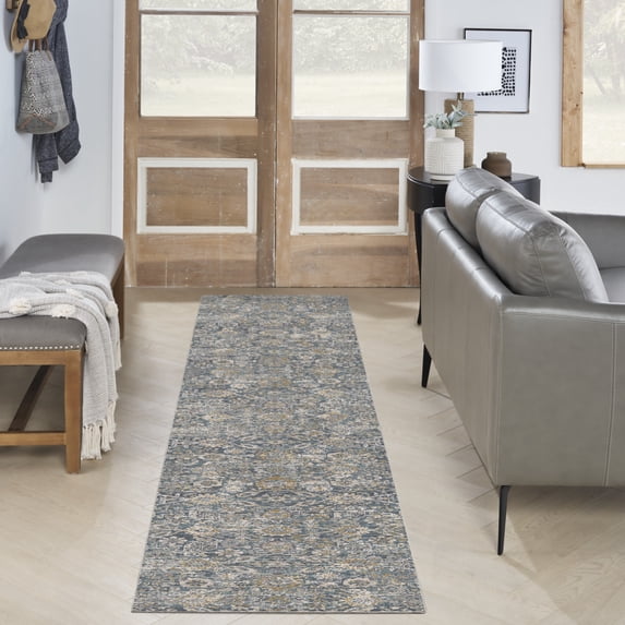Nourison Nyle Distressed Charcoal 2'3" x 12' Area Rug (2x12)