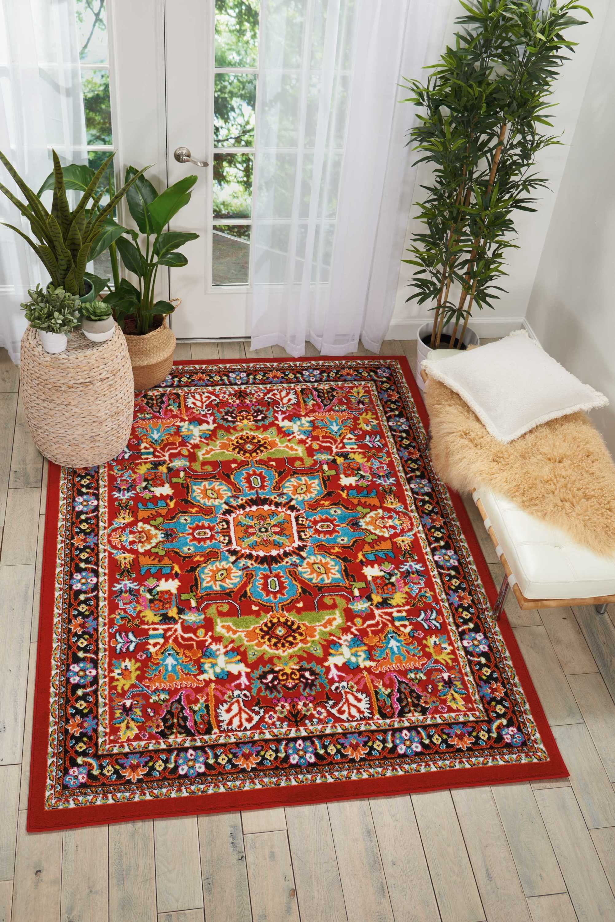 Nourison Oakdale 4' x 6' Red Center Medallion Indoor Rug - Walmart.com