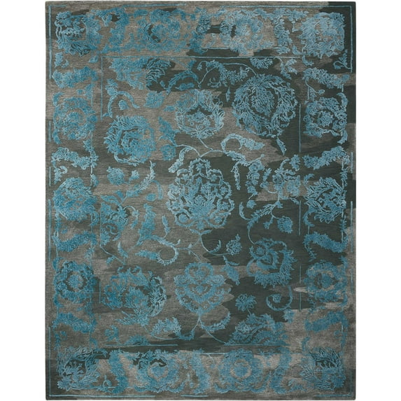 Nourison Opaline Charcoal/Blue Area Rug OPA12 5'6" x 7'5"