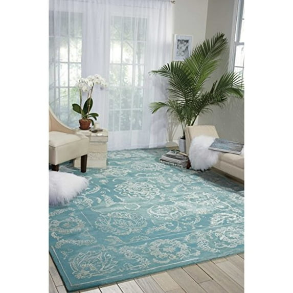 Nourison Opaline Area Rug-Color:Aqua,Shape:Rectangle,Size:7'9" X 9'9"