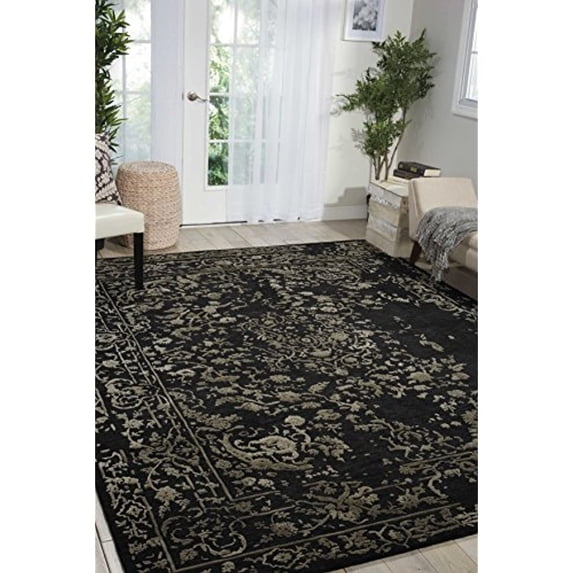 Nourison Opaline Area Rug-Color:Midnight Silver,Shape:Rectangle,Size:3'9" x 5'9"