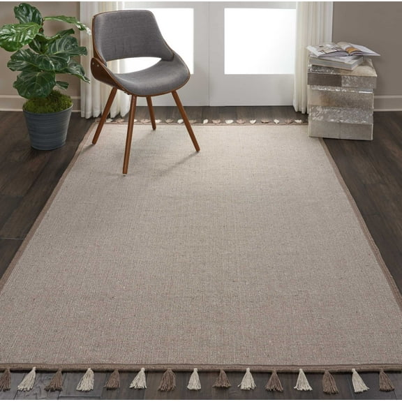 Nourison Otto Solid Taupe 5' x 7'6" Area Rug, (5x8)