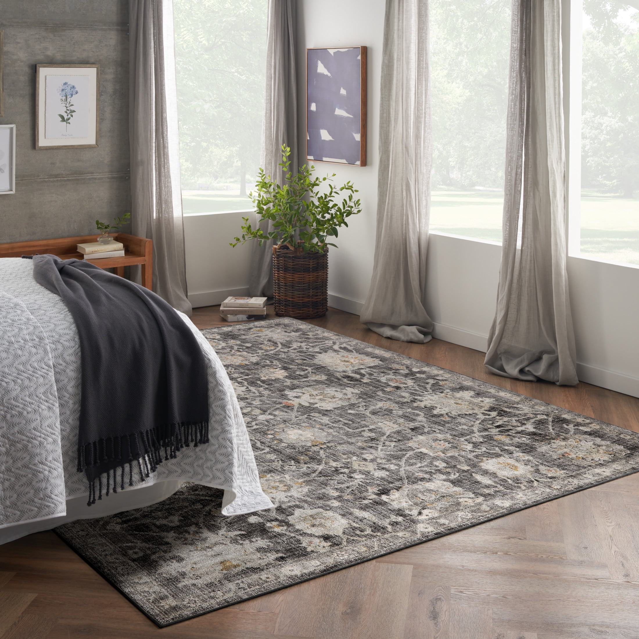 Nourison Oushak Home Persian Charcoal 8' x 9'10" Area Rug (8x10)