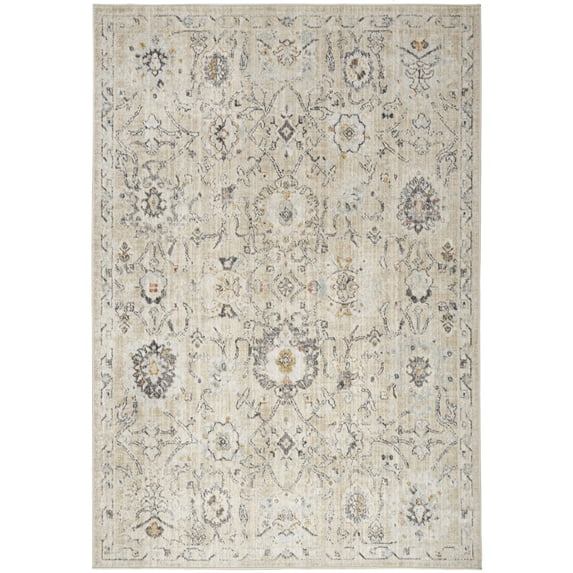 Nourison Oushak Home Vintage Floral Indoor Rug Cream 4'1" x 5'11"