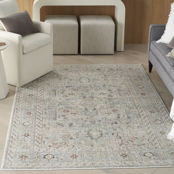 Nourison Oushak Home Persian Light Grey 5'5" x 7'3" Area Rug (5x7)
