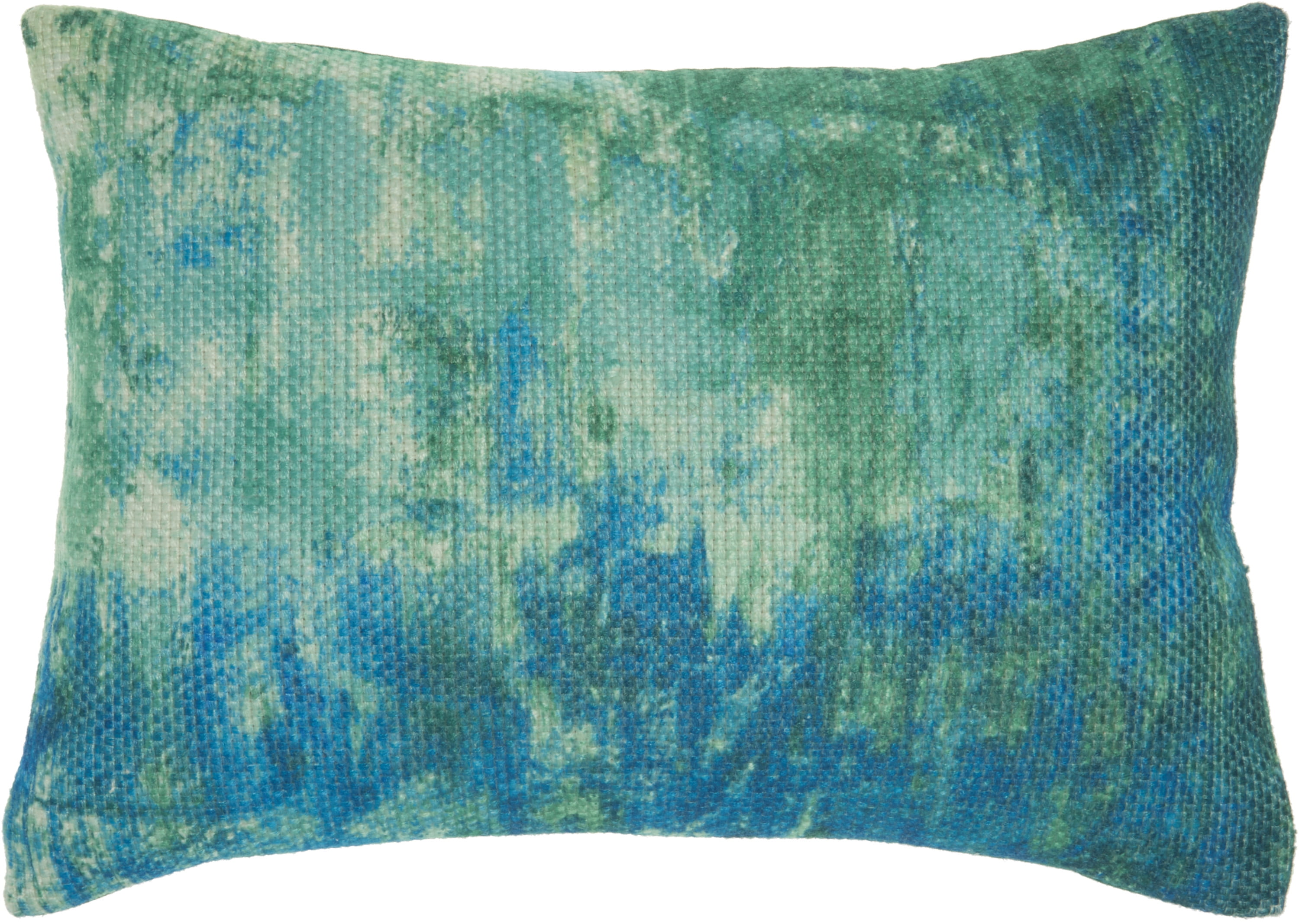 Nourison Outdoor Pillows Brushstroke Blue/Green Decorative Throw Pillow
