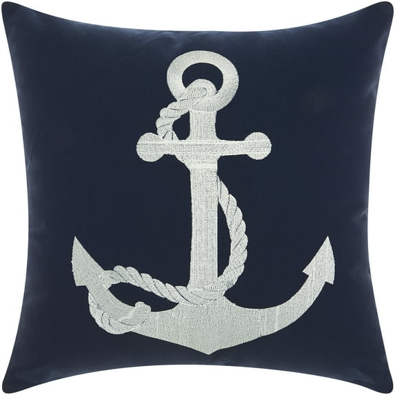 Nourison Outdoor Pillows Navy/White Decorative Throw Pillow , 18"X18"