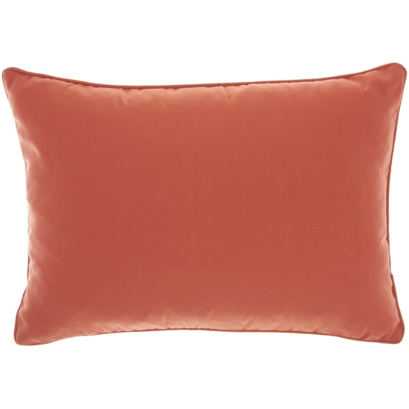 Nourison Outdoor Pillows Solid Outdoor Pillow Coral Decorative Throw Pillow , 14"X20"