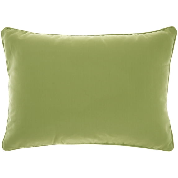 Nourison Outdoor Pillows Solid Outdoor Pillow Green Decorative Throw Pillow , 14"X20"