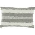 thumbnail image 1 of Nourison Outdoor Pillows Woven Stripes & Dots Grey Decorative Throw Pillow , 14"X22", 1 of 5