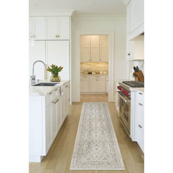 Nourison Outlines 2'2" x 10' Ivory Grey Vintage Indoor Rug