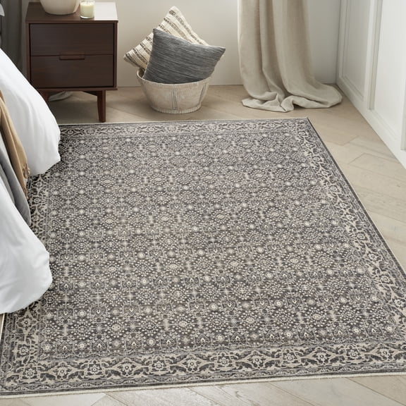 Nourison Outlines 3'11" x 5'11" Charcoal Ivory Vintage Indoor Rug