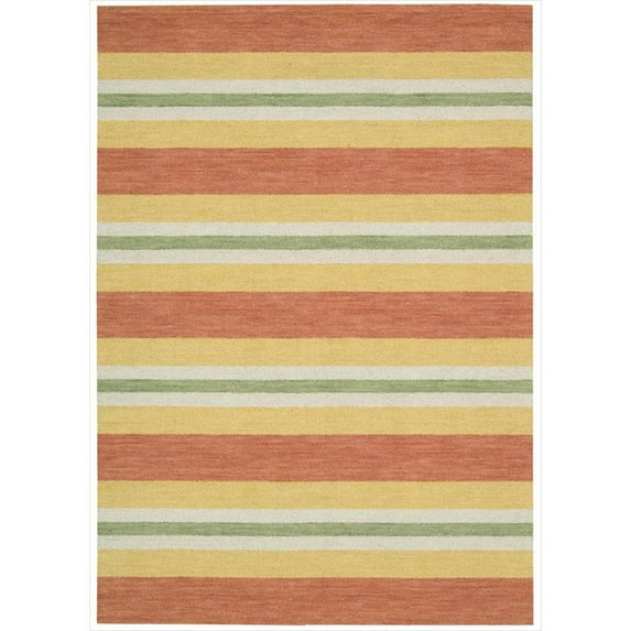 Nourison Oxford Area Rug Orange 7'9" x 10'10" Stripe 0.25 - 0.5 inch 7' x 9' Indoor Living Room, Bedroom, Dining Room Yellow