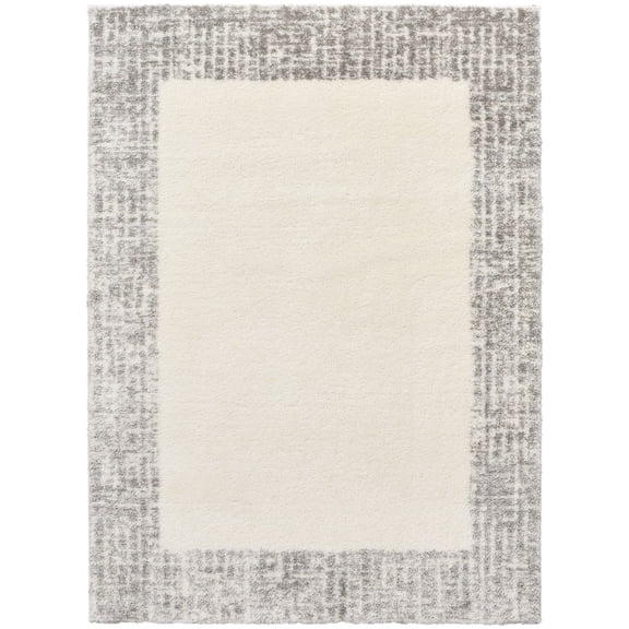 Nourison Pacific Shag 5'3" x 7'3" Ivory Grey Shag Indoor Area Rug