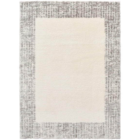 Nourison Pacific Shag 7'10" x 9'10" Ivory Grey Shag Indoor Area Rug