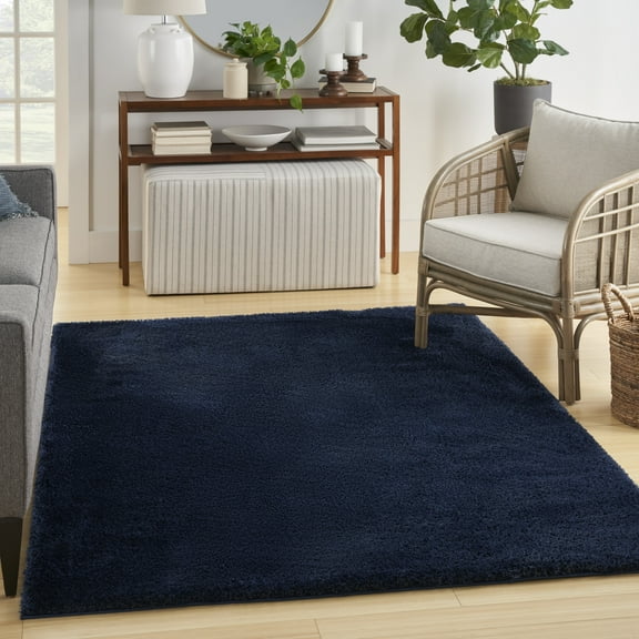 Nourison Pacific Shag Shag Navy 7'10" x 9'10" Area Rug, (8x10)
