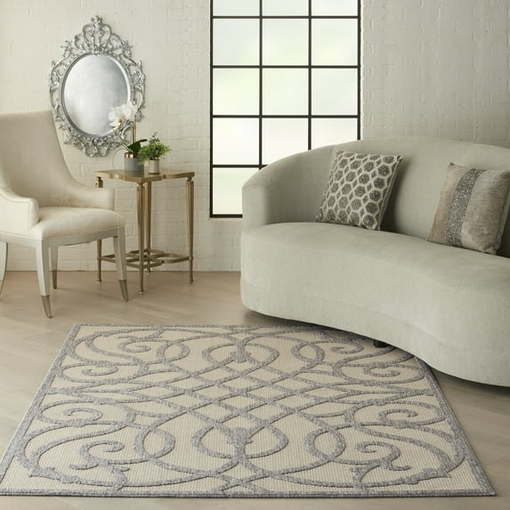Nourison Palamos Indoor/outdoor Casual Contemporary Cream Grey Area Rug