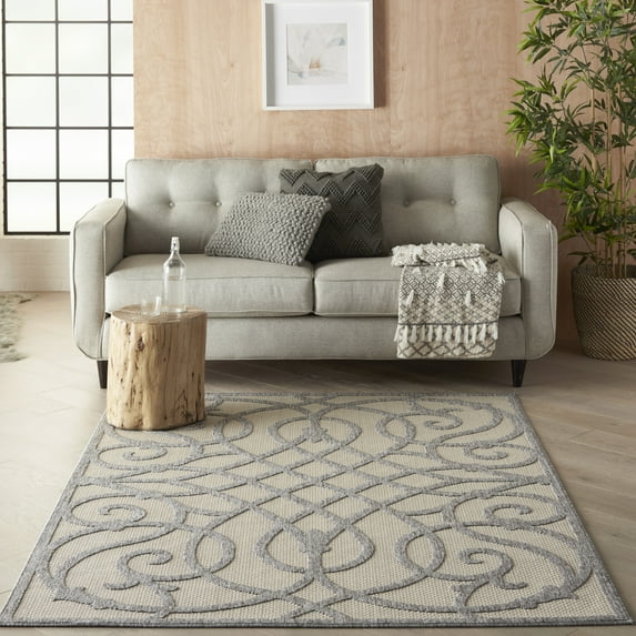 Nourison Palamos Indoor/outdoor Casual Contemporary Cream Grey Area Rug