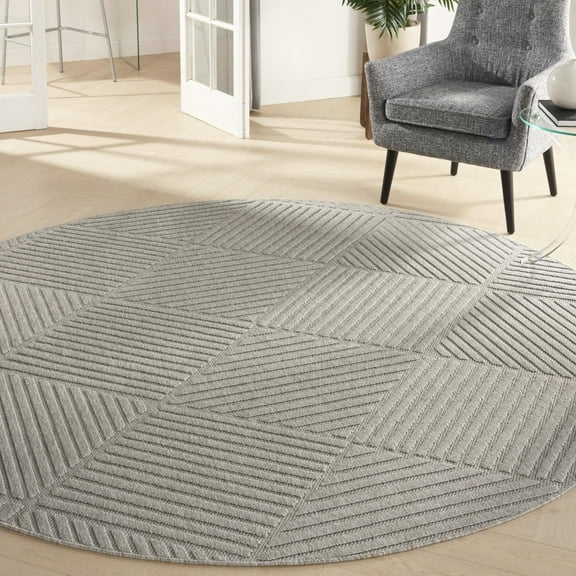 Nourison Palamos Indoor/outdoor Geometric Contemporary Light Grey Area Rug