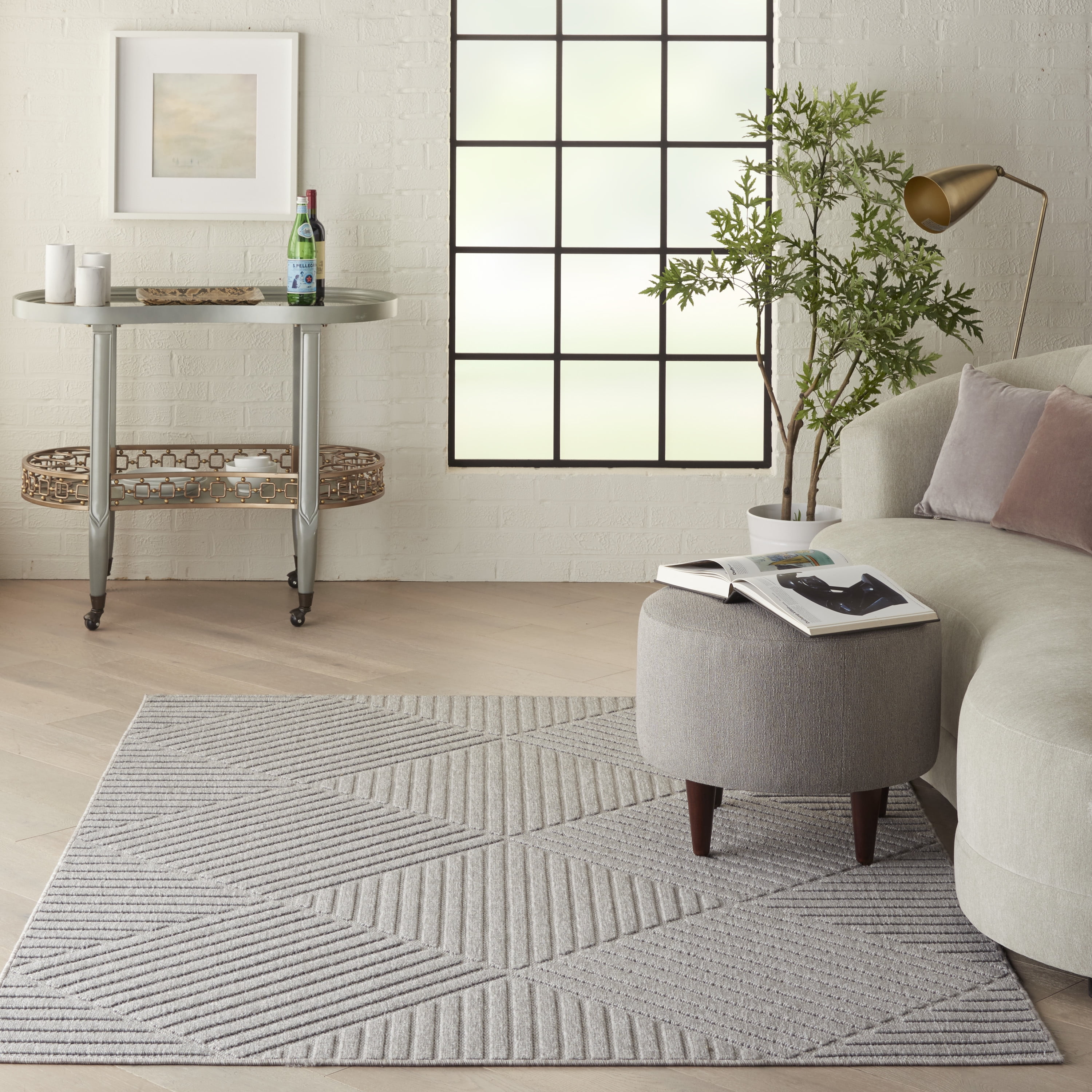 Nourison Palamos Indoor/outdoor Geometric Contemporary Lt Grey Area Rug ...