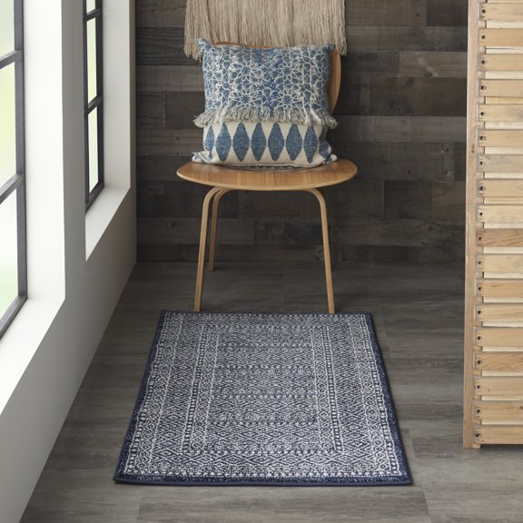 Nourison Palermo 2'2" x 3'9" Navy/Grey Bohemian Indoor Rug