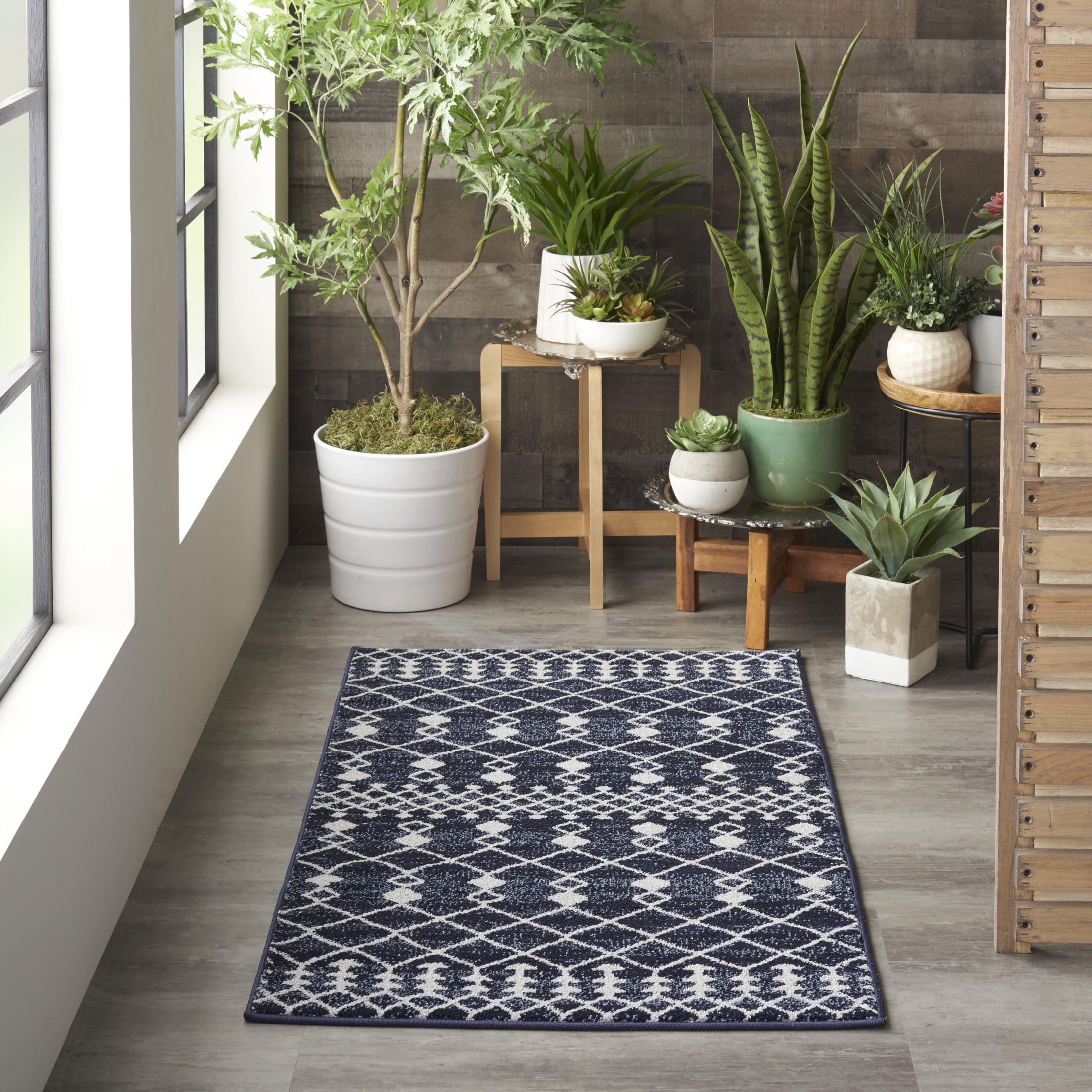 Nourison Palermo 2'2" x 3'9" Navy/Grey Bohemian Indoor Rug