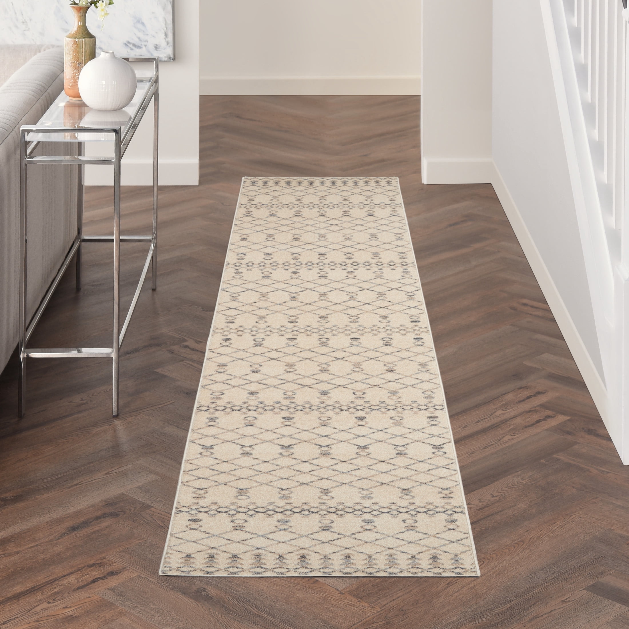 Nourison Palermo 2'3" x 10' Beige Grey Bohemian Indoor Rug