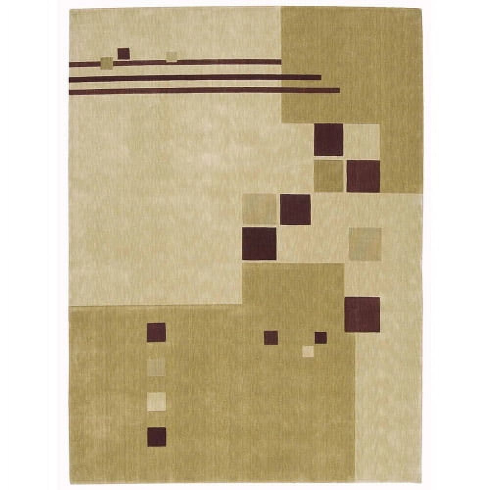 White Abstract Viscose Medium Pile Area Rug