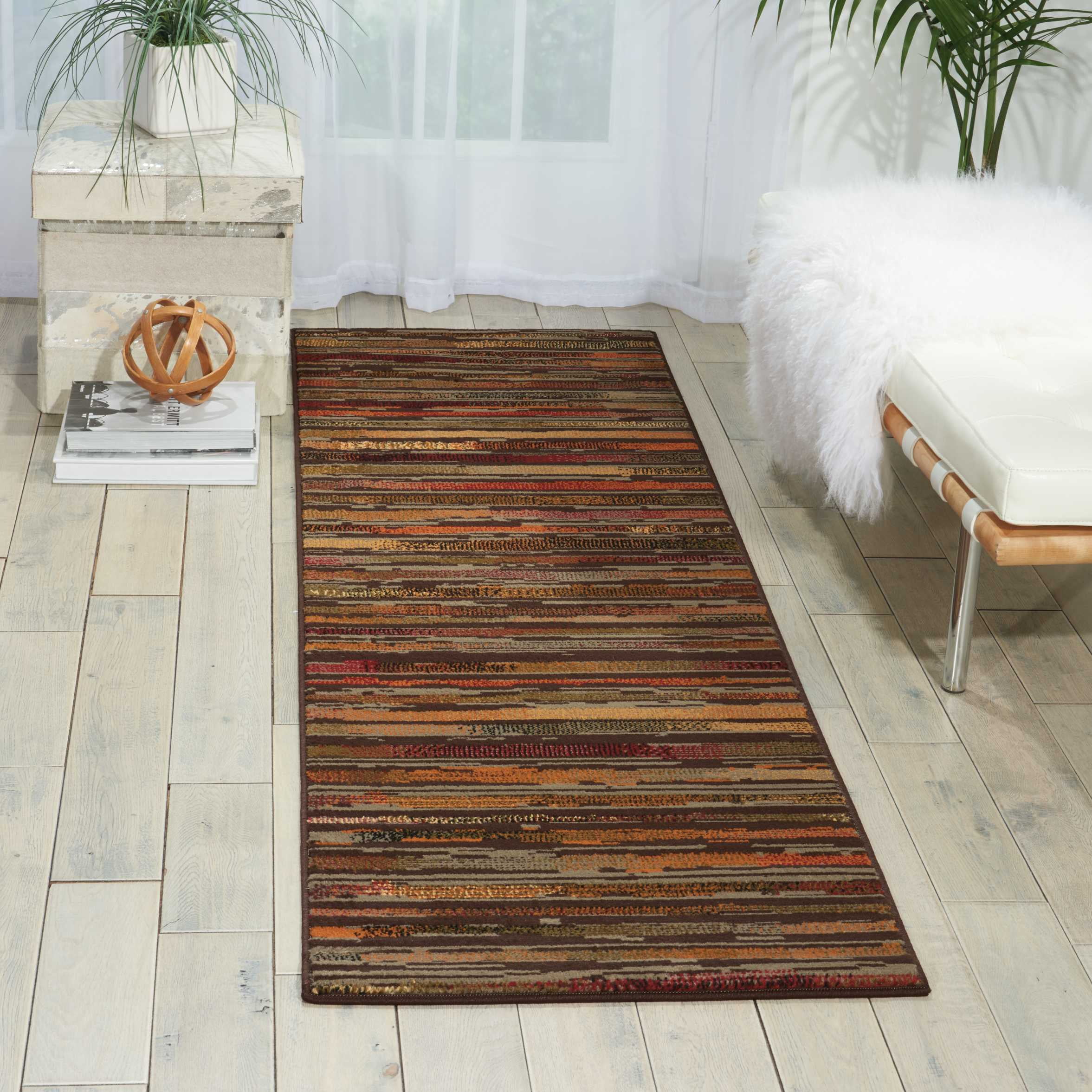 Nourison Paramount Modern Striped Multicolor 2'2" x 7'3" Area Rug, (7' Runner)