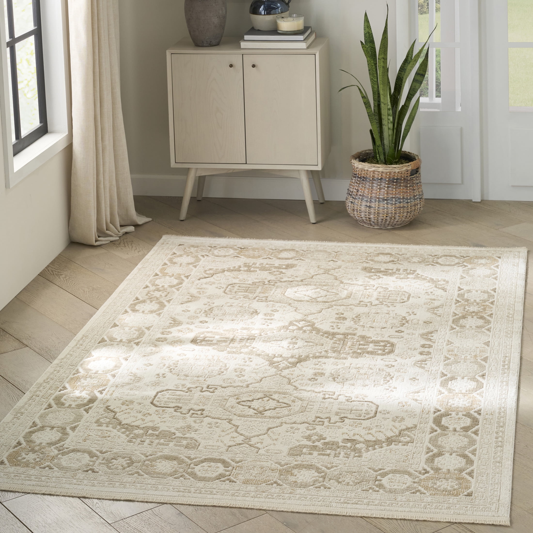 Nourison Pardis 5'3" x 7' Ivory Beige Vintage Indoor Rug