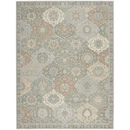 Nourison Parisa 93" x 117" Wool Indoor Rug in Gray/Multi Bohemian