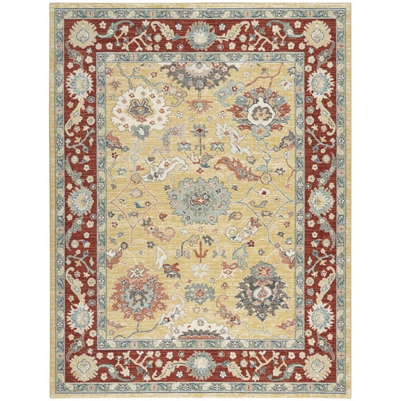 Nourison Parisa Bordered Indoor Area Rug - 7'9" x 9'9" Gold Brick