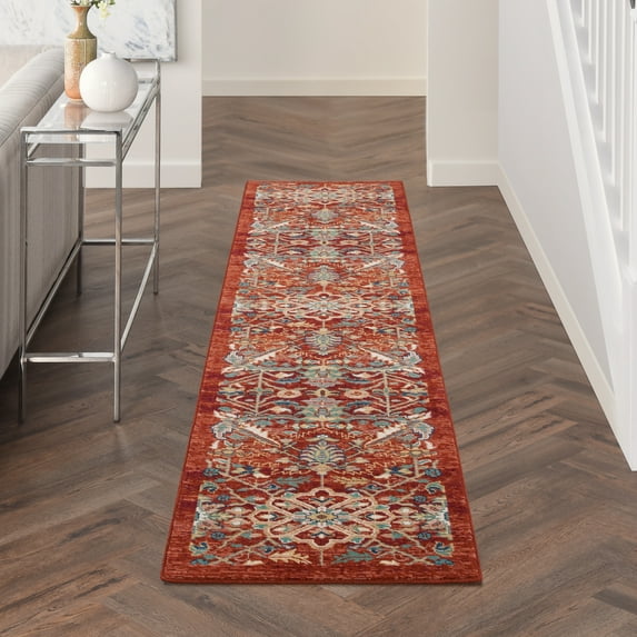 Nourison Parisa Modern French Country Brick 2'3" x 10' Area Rug, Plush, Bedroom, Kitchen, Living Room, (10' Runner)