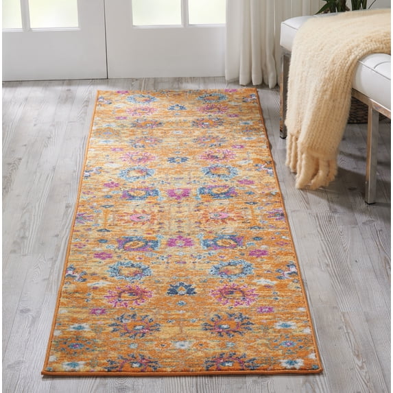 Nourison Passion 10' Runner Orange Fabric Bohemian Area Rug (10' Runner)